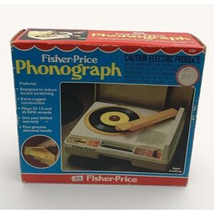 Vintage 1978 Fisher Price 825 Phonograph Record Player w/ Box Powers On READ